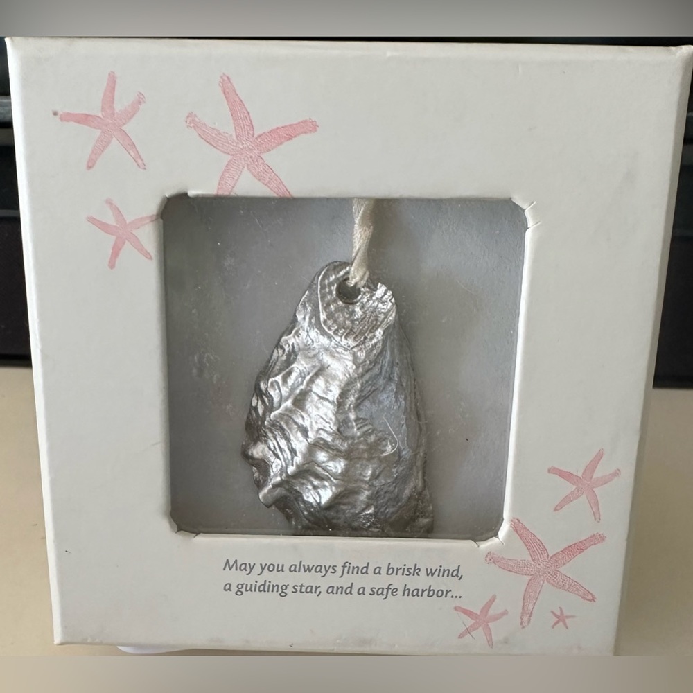 NWT ShoreArt Gifts PEWTER CAST OYSTER SHELL SEA TREASURES Ornament Trinket Dish